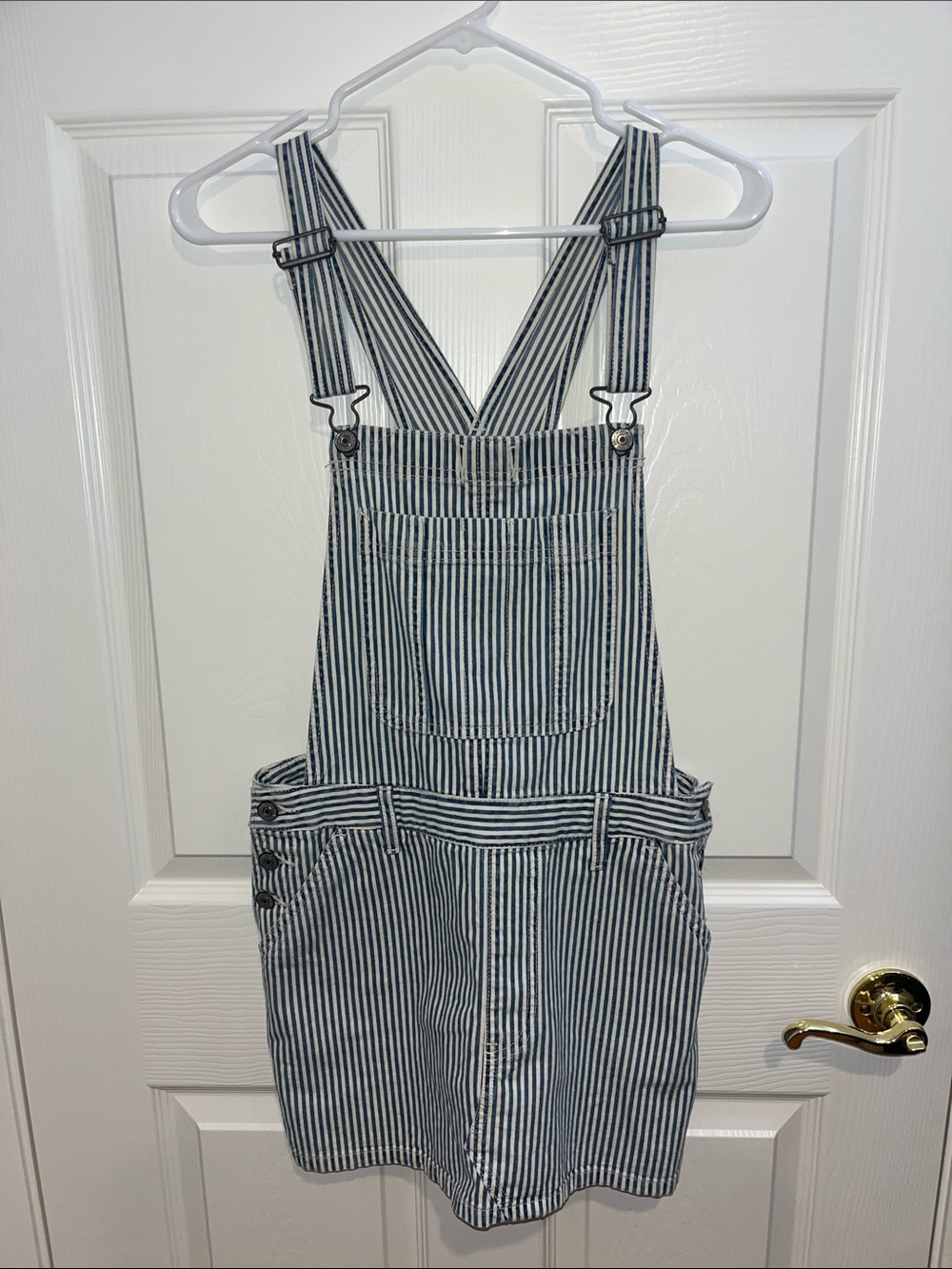 Abercrombie & Fitch Striped Blue and White Women’s Overall Dress - Size Small